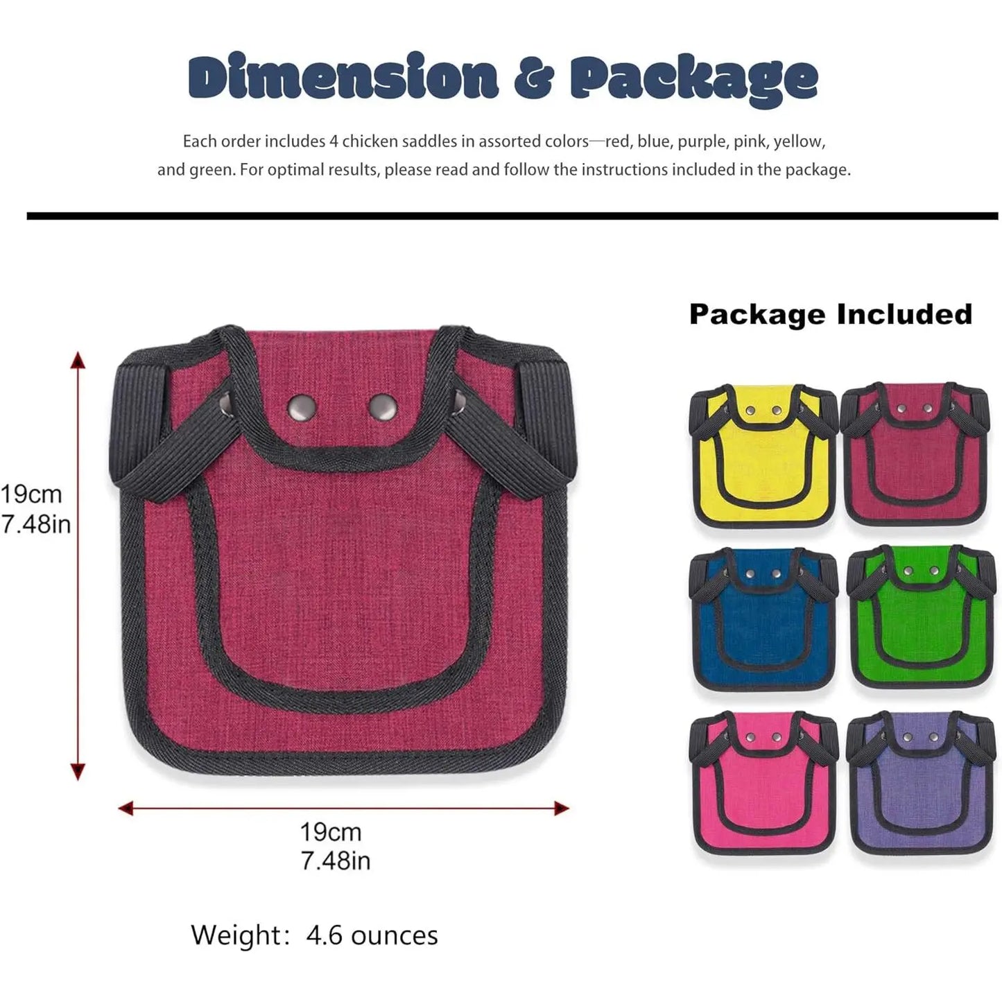 Set of 6 Adjustable Chicken Saddles with Elastic Straps - Protective Outdoor Aprons for Hens, Suitable for Small to Large Poultry