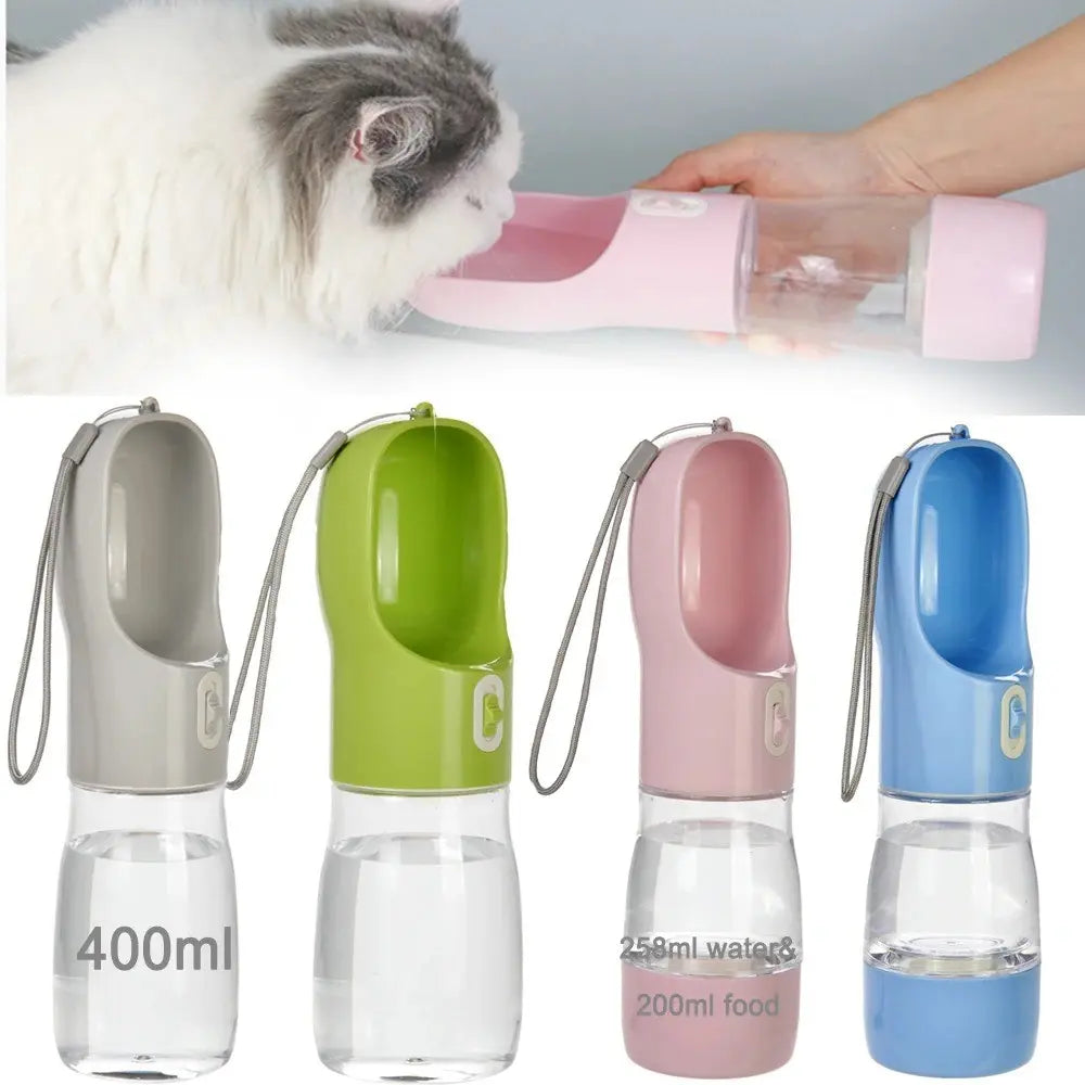 Portable Pet Travel Water Bowl and Food Feeder, 258ML Water Capacity + 200ML Food Capacity, Leak-Proof, Detachable, and Easy to Clean for Outdoor Adventures with Cats and Dogs