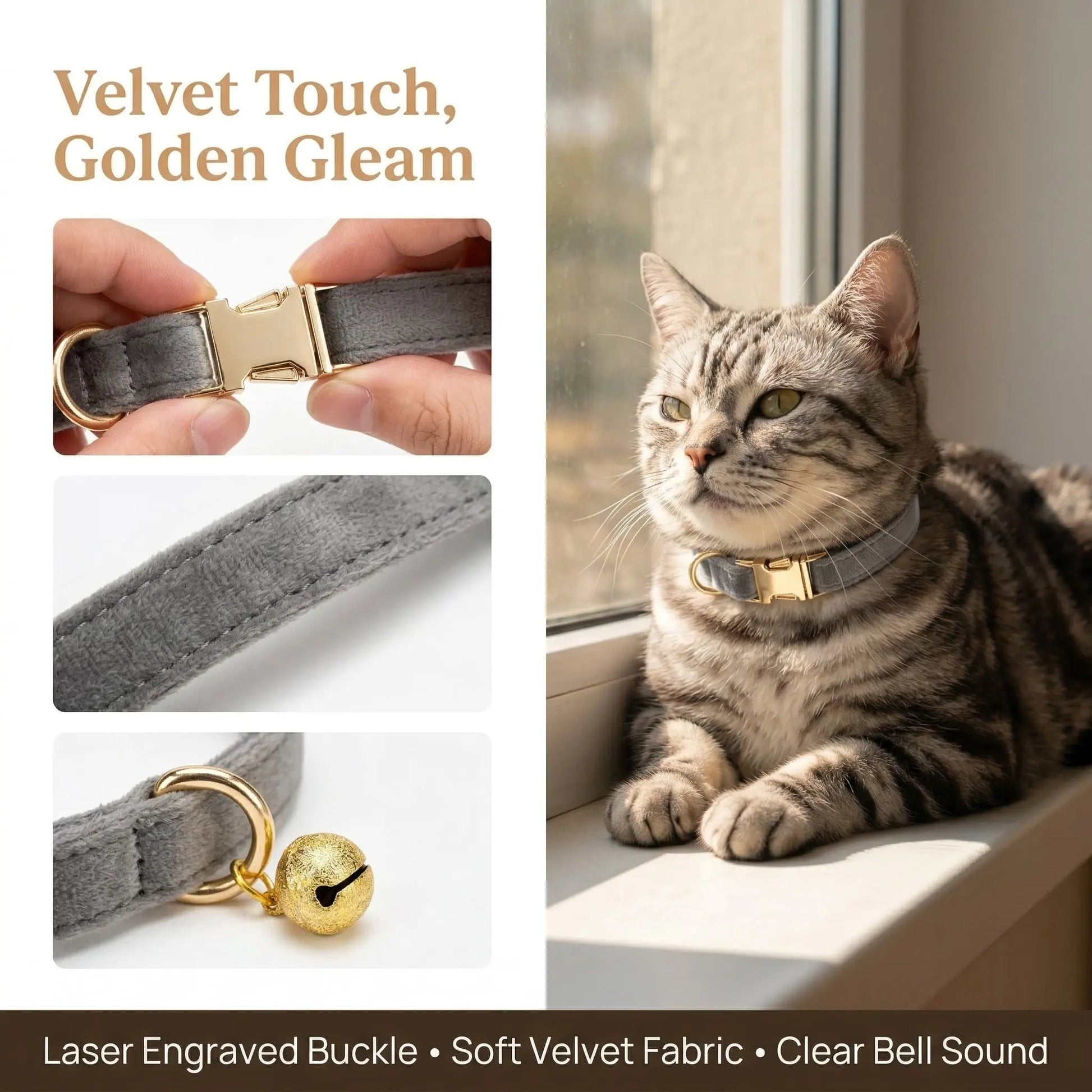 Premium Plush Cat Bell Collar - Comfortable and Stylish Neckband for Everyday Use and Playtime