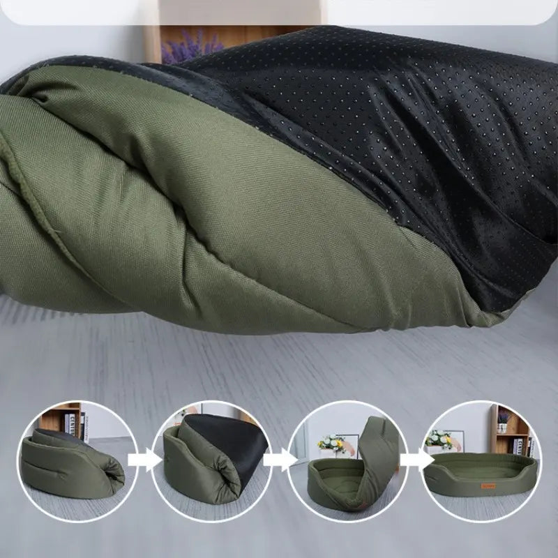 All-Season Washable Semi-Closed Pet Bed with Detachable Comfort Mat for Small Dogs and Cats