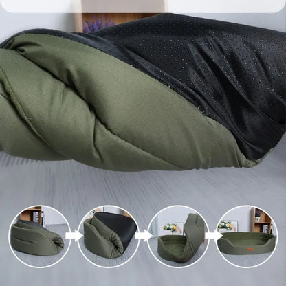 All-Season Washable Semi-Closed Pet Bed with Detachable Comfort Mat for Small Dogs and Cats