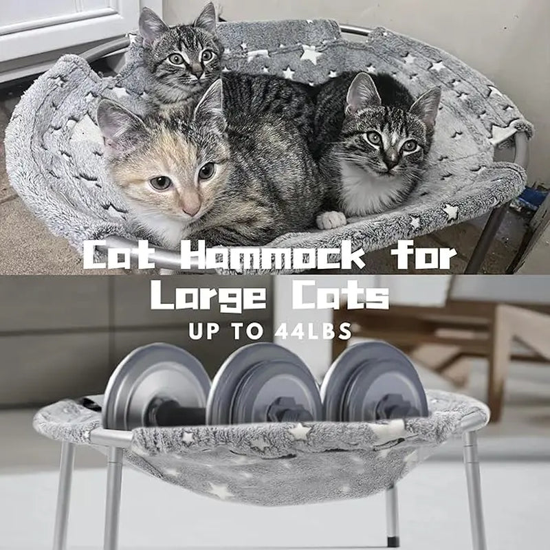 Pomesea Elevated Calming Cat Bed - Glow-in-the-Dark Anti-Anxiety Hammock for Cats and Small Dogs, Soft Indoor Pet Bed
