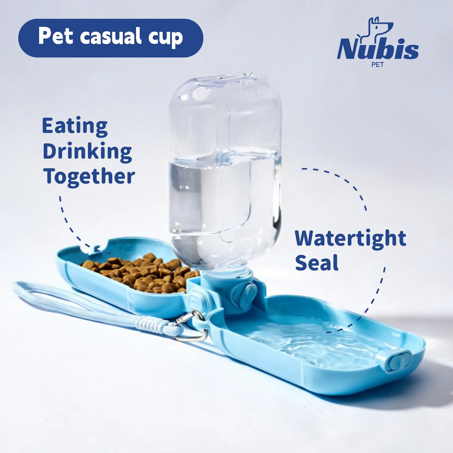 Nubispet Portable Dog Water Bottle with Integrated Food Storage and Waste Bag Holder – Perfect Travel Dispenser for Small Breeds