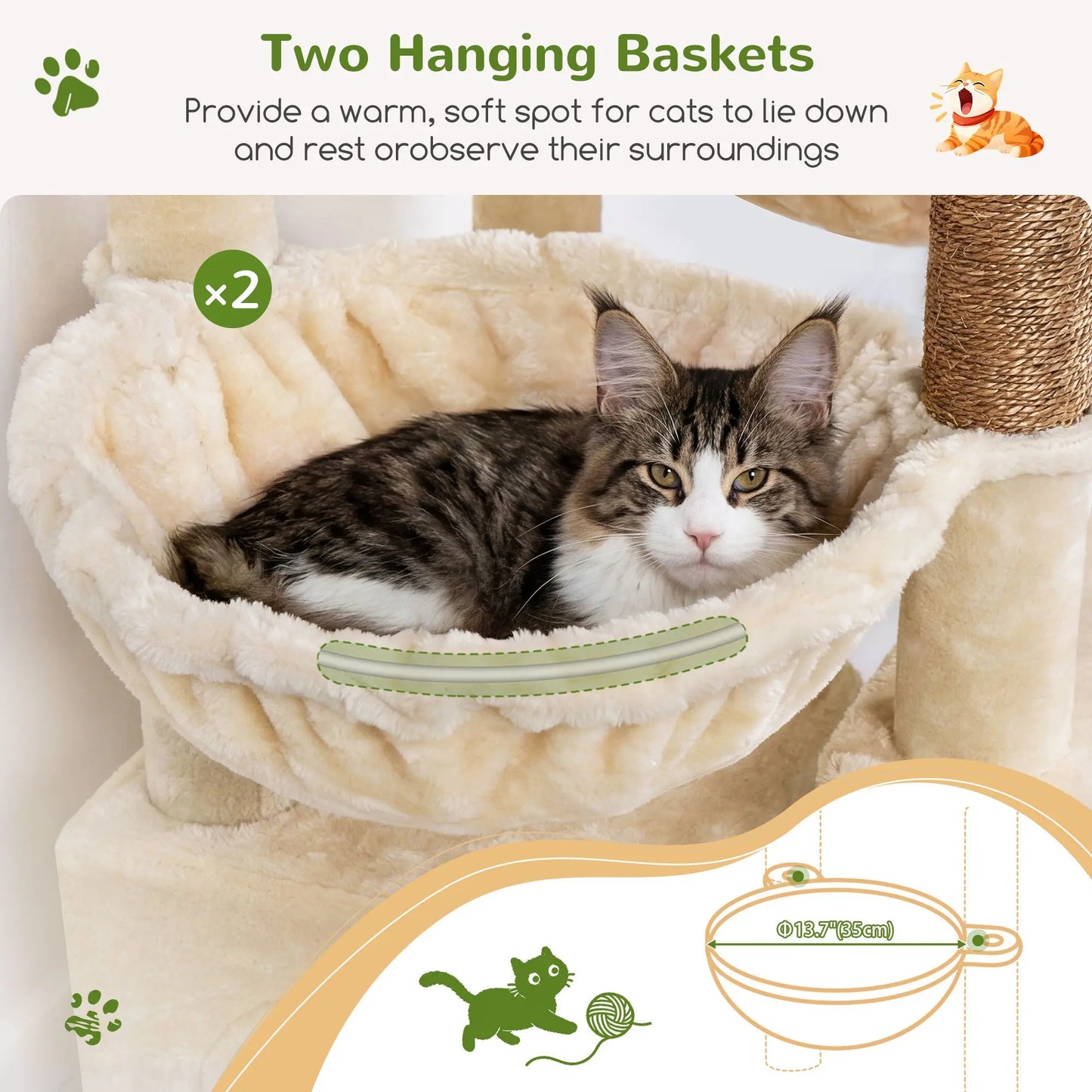 Globlazer F64B 64-Inch Premium Multi-Level Cat Tower - Sturdy Design for Multiple Cats