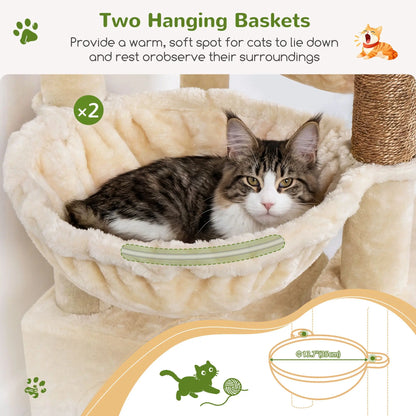 Globlazer F64B 64-Inch Premium Multi-Level Cat Tower - Sturdy Design for Multiple Cats