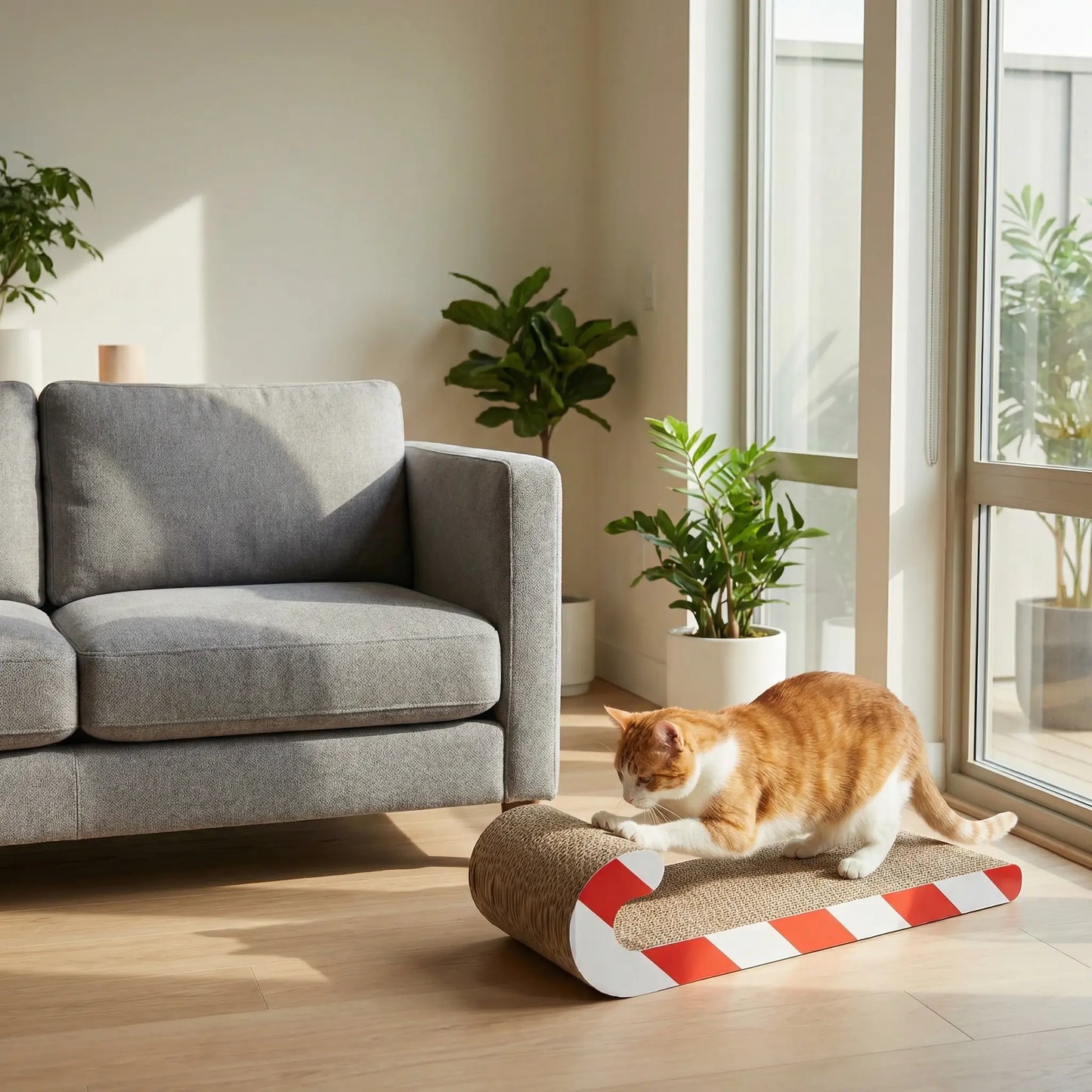 Multi-Functional Cat Sofa and Scratching Pad - Durable Cardboard Bed Designed for Adult Indoor Cats