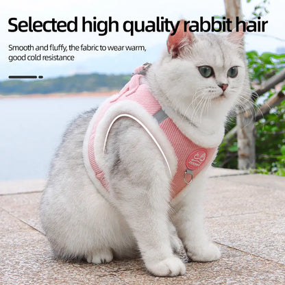 Yuy Pet Adjustable Safety Harness with Leash for Dogs and Cats, Soft Plush Chest Strap for Outdoor Walking, Reflective Strip Design, Set of 2