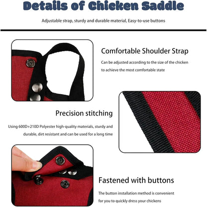 Set of 6 Adjustable Chicken Saddles with Elastic Straps - Protective Outdoor Aprons for Hens, Suitable for Small to Large Poultry