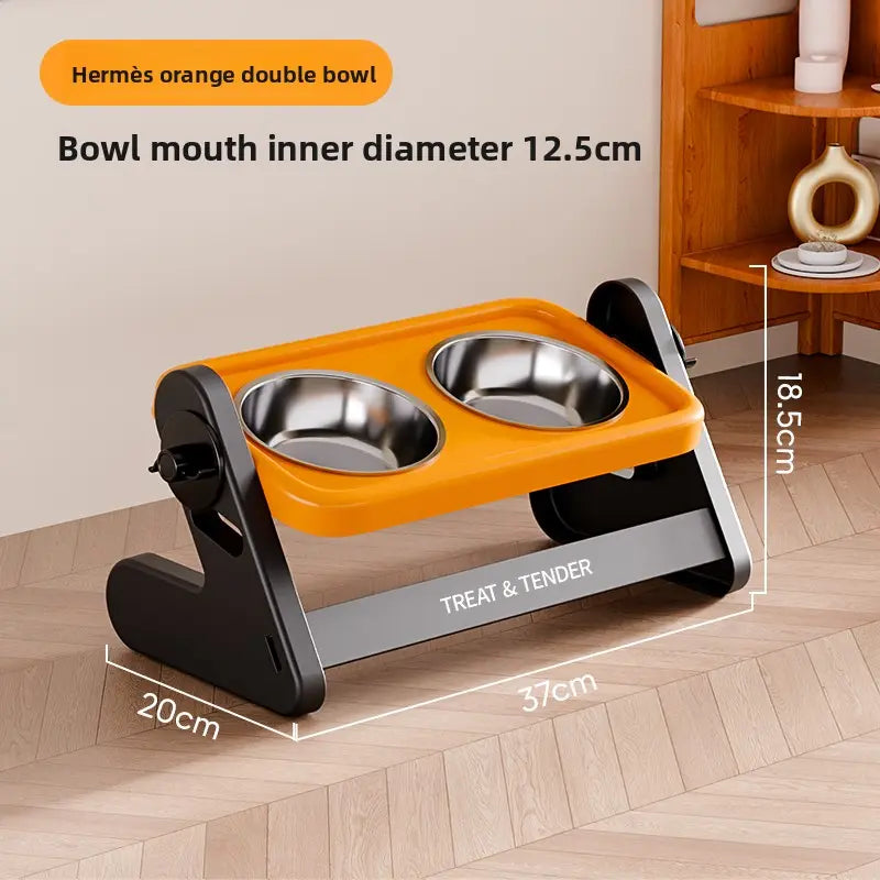 Elevated Stainless Steel Pet Feeding Bowl Set with Non-Slip Design for Small Dogs and Cats - Includes Two Bowls and One Adjustable Stand