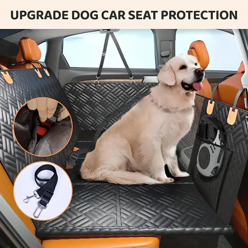 Premium Heavy-Duty Waterproof Dog Car Seat Cover with Mesh Window - Scratch-Resistant for Trucks and SUVs, Perfect for Aggressive Chewers, Black