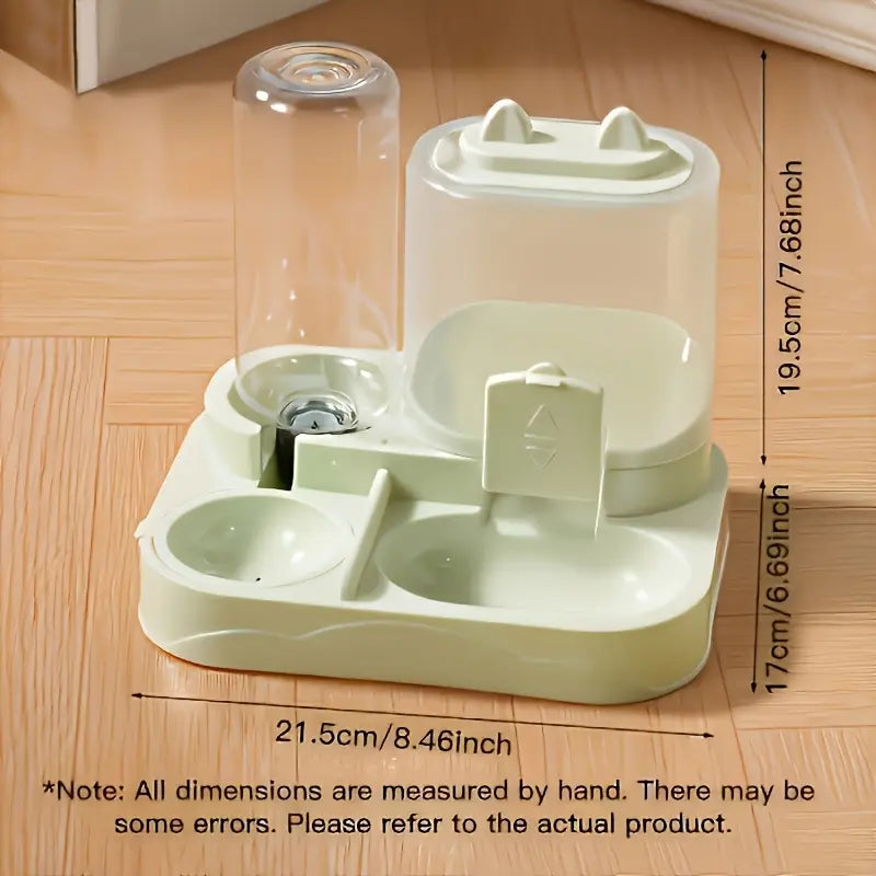 Automatic 2-in-1 Cat Feeder and Water Dispenser with Gravity Feed System, BPA-Free, Dry and Wet Separation, Perfect for Indoor Cats and Dogs, Travel-Friendly Design