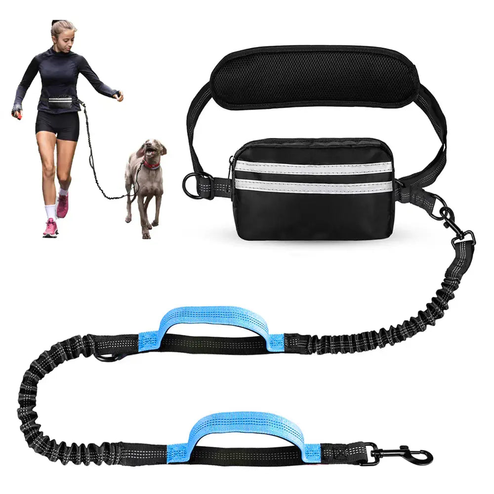 Pipidodo Hands-Free Dog Leash with Waist Bag and Cushioned Pad – Ideal for Running and Walking with Shock-Absorbing Design for Single and Dual Dogs