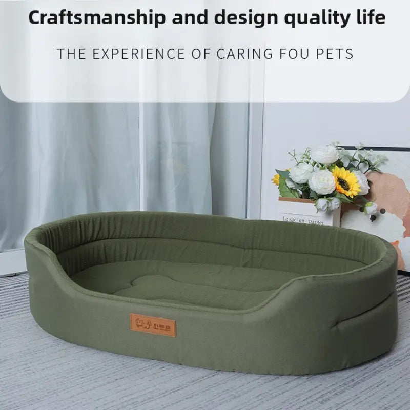 All-Season Washable Semi-Closed Pet Bed with Detachable Comfort Mat for Small Dogs and Cats
