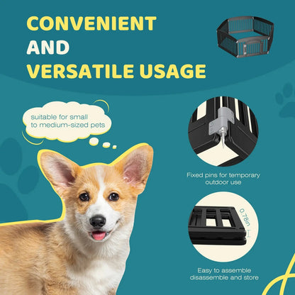 Expandable 6-Panel Durable Plastic Dog Playpen - 24-Inch Portable Pet Fence for Medium Dogs, Suitable for Indoor and Outdoor Use