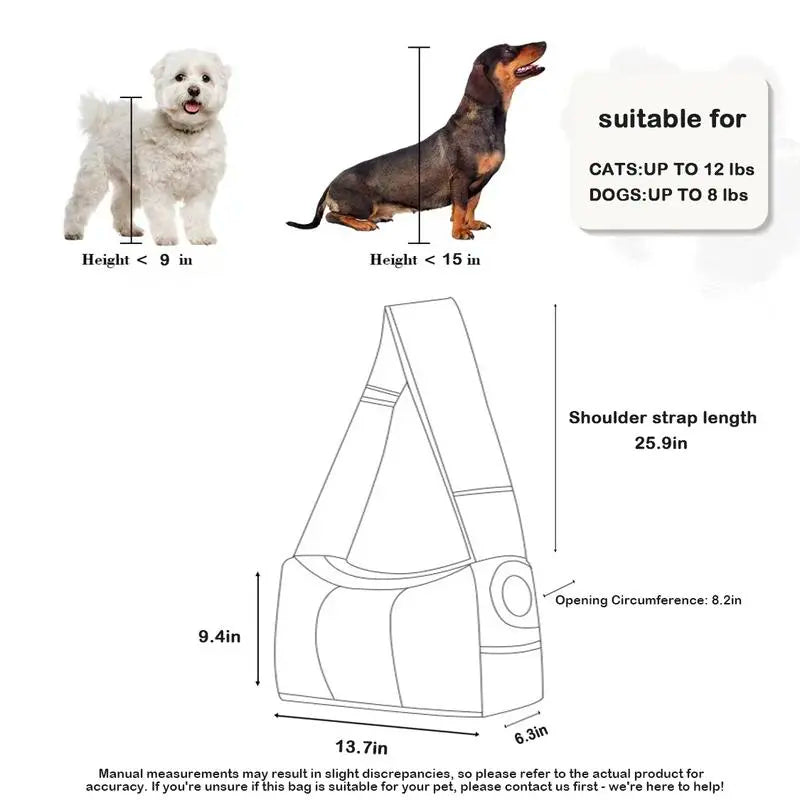 Premium Small Pet Sling Carrier (Up to 6/8 lbs) – Innovative Head-Out Design, Adjustable Drawstring, Ultra-Soft Fabric, Machine Washable, and Safety Leash Clip