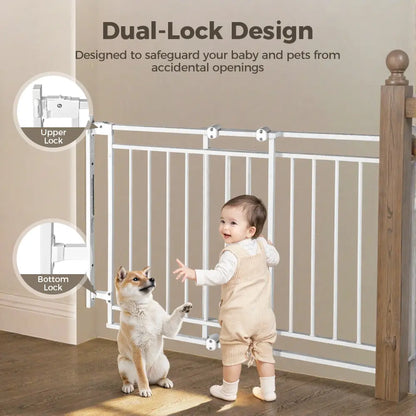 PAWGIANT 29" Extra Tall Wall-Mounted Cat Gate with Adjustable Cat Door and Self-Closing Walk-Through, Suitable for Openings 27.5-43", Perfect for Homes with Infants, Toddlers, and Pets