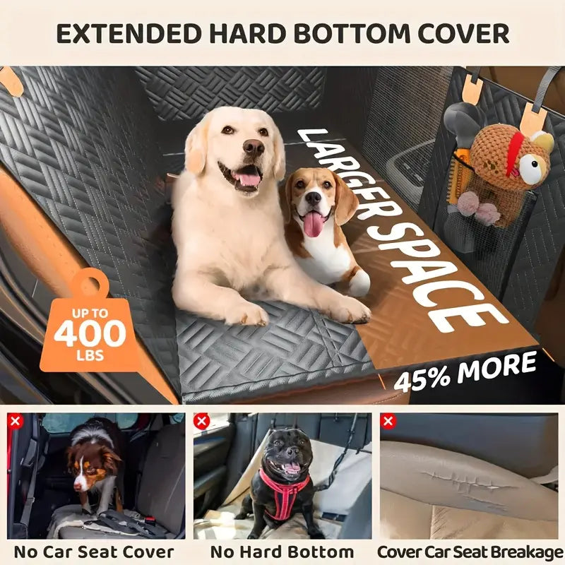 Premium Heavy-Duty Waterproof Dog Car Seat Cover with Mesh Window - Scratch-Resistant for Trucks and SUVs, Perfect for Aggressive Chewers, Black