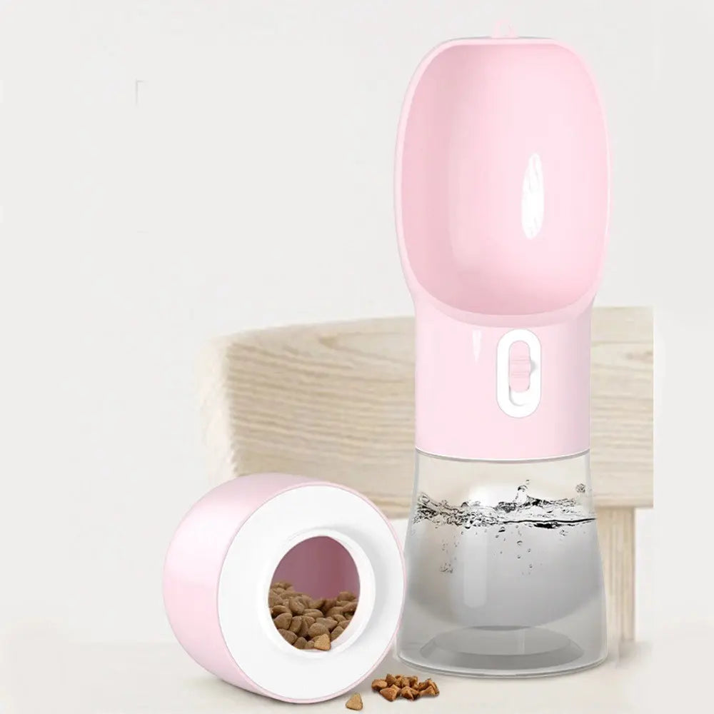Portable Pet Travel Water Bowl and Food Feeder, 258ML Water Capacity + 200ML Food Capacity, Leak-Proof, Detachable, and Easy to Clean for Outdoor Adventures with Cats and Dogs
