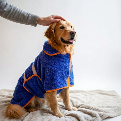 Bienbee Quick-Drying Super Absorbent Dog Bathrobe with Adjustable Velcro Strap - Warm Pet Dressing Gown