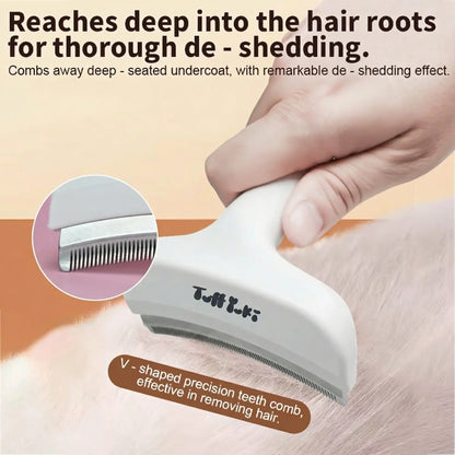 TUFFYUKI Professional Pet Deshedding Tool - Gentle Undercoat Rake for Dogs and Cats, Efficient Shedding and Dematting Comb for Long-Haired Fur Grooming