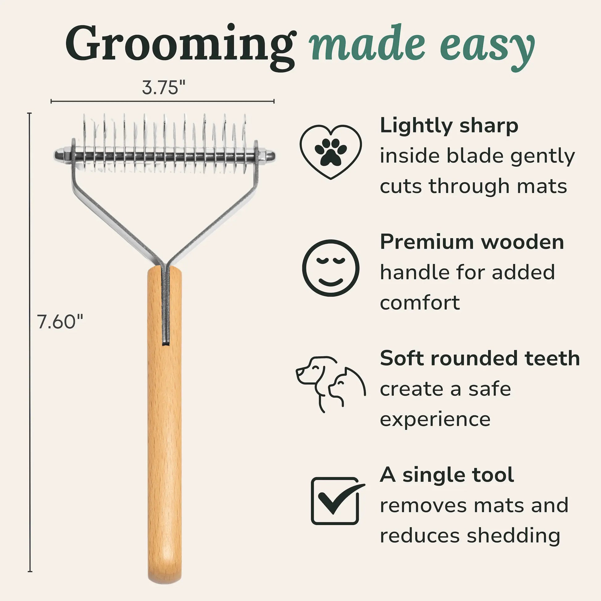 Bailey Professional Dematting and Deshedding Brush for Dogs and Cats