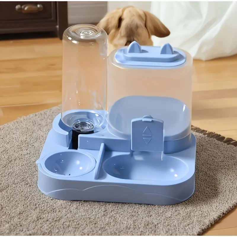 Automatic 2-in-1 Cat Feeder and Water Dispenser with Gravity Feed System, BPA-Free, Dry and Wet Separation, Perfect for Indoor Cats and Dogs, Travel-Friendly Design