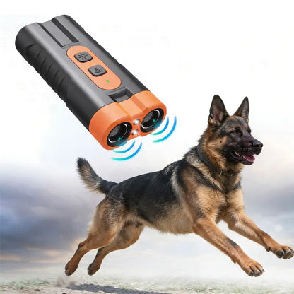 Upgraded Dual-Headed Ultrasonic Dog Repeller and Bark Control Flashlight - Rechargeable Portable Device for Pet Owners and Dog Walkers