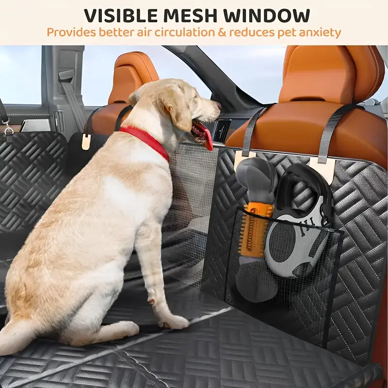 Premium Heavy-Duty Waterproof Dog Car Seat Cover with Mesh Window - Scratch-Resistant for Trucks and SUVs, Perfect for Aggressive Chewers, Black