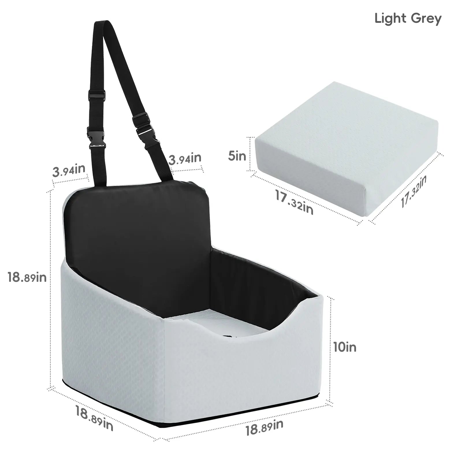VALUXE Dog Car Booster Seat - All-Season Enclosed Design with Seat Belt Straps, Non-Slip & Waterproof Pet Travel Seat