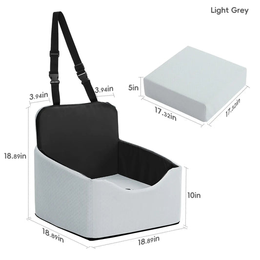VALUXE Dog Car Booster Seat - All-Season Enclosed Design with Seat Belt Straps, Non-Slip & Waterproof Pet Travel Seat