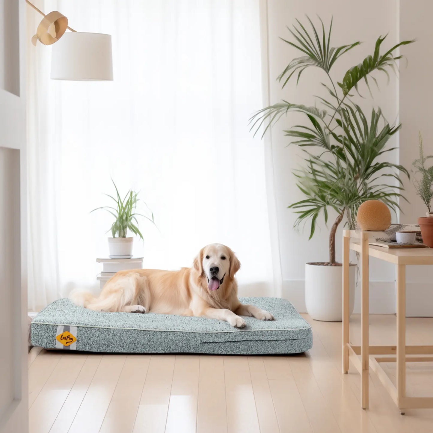Laifug Orthopedic Memory Foam Dog Bed (46" x 28" x 4") with Waterproof Liner, Removable Washable Cover, and Ergonomic Design