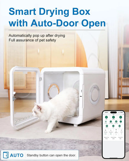 Professional Pet Dryer Box for Cats and Dogs – 72L Ultra-Quiet Hair Drying Machine with Adjustable Temperature and Airflow Function – Portable Solution for Home Bathing