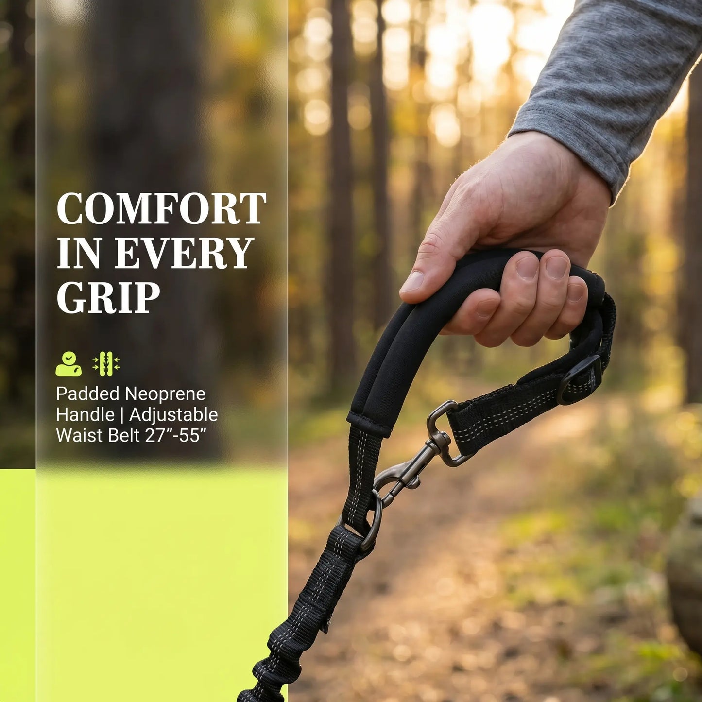 Premium Hands-Free Dog Running Leash with Adjustable Waist Belt | Reflective Bungee Design Featuring Dual Handles and Shock Absorption for Medium and Large Dogs - Perfect for Walking, Jogging, and Hiking