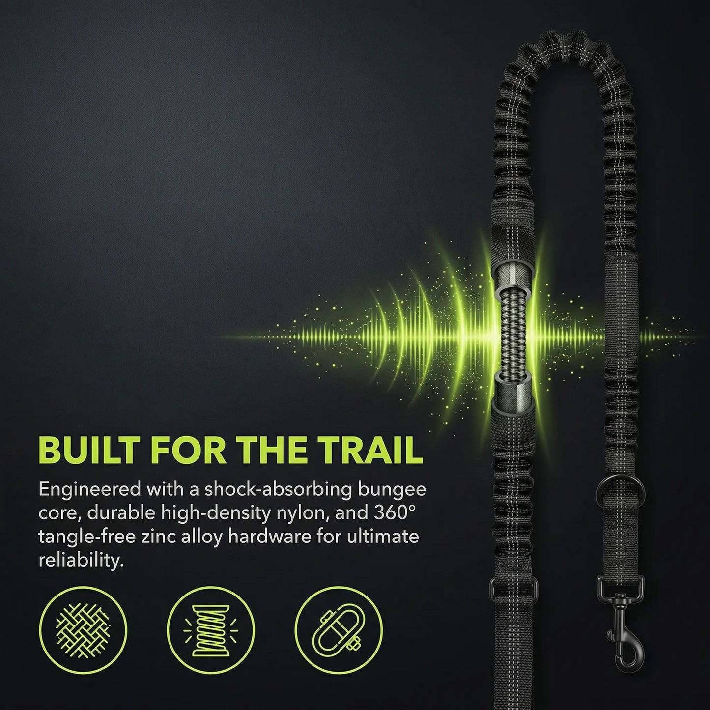 Premium Hands-Free Dog Running Leash with Adjustable Waist Belt | Reflective Bungee Design Featuring Dual Handles and Shock Absorption for Medium and Large Dogs - Perfect for Walking, Jogging, and Hiking
