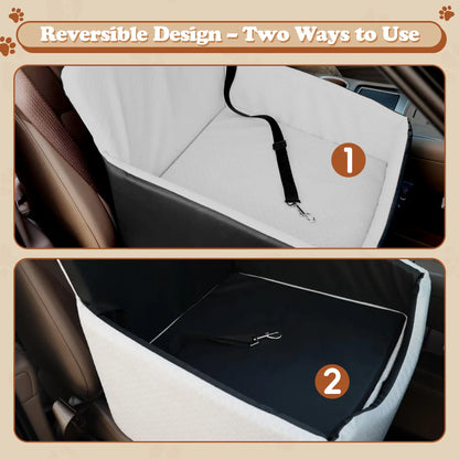 VALUXE Dog Car Booster Seat - All-Season Enclosed Design with Seat Belt Straps, Non-Slip & Waterproof Pet Travel Seat