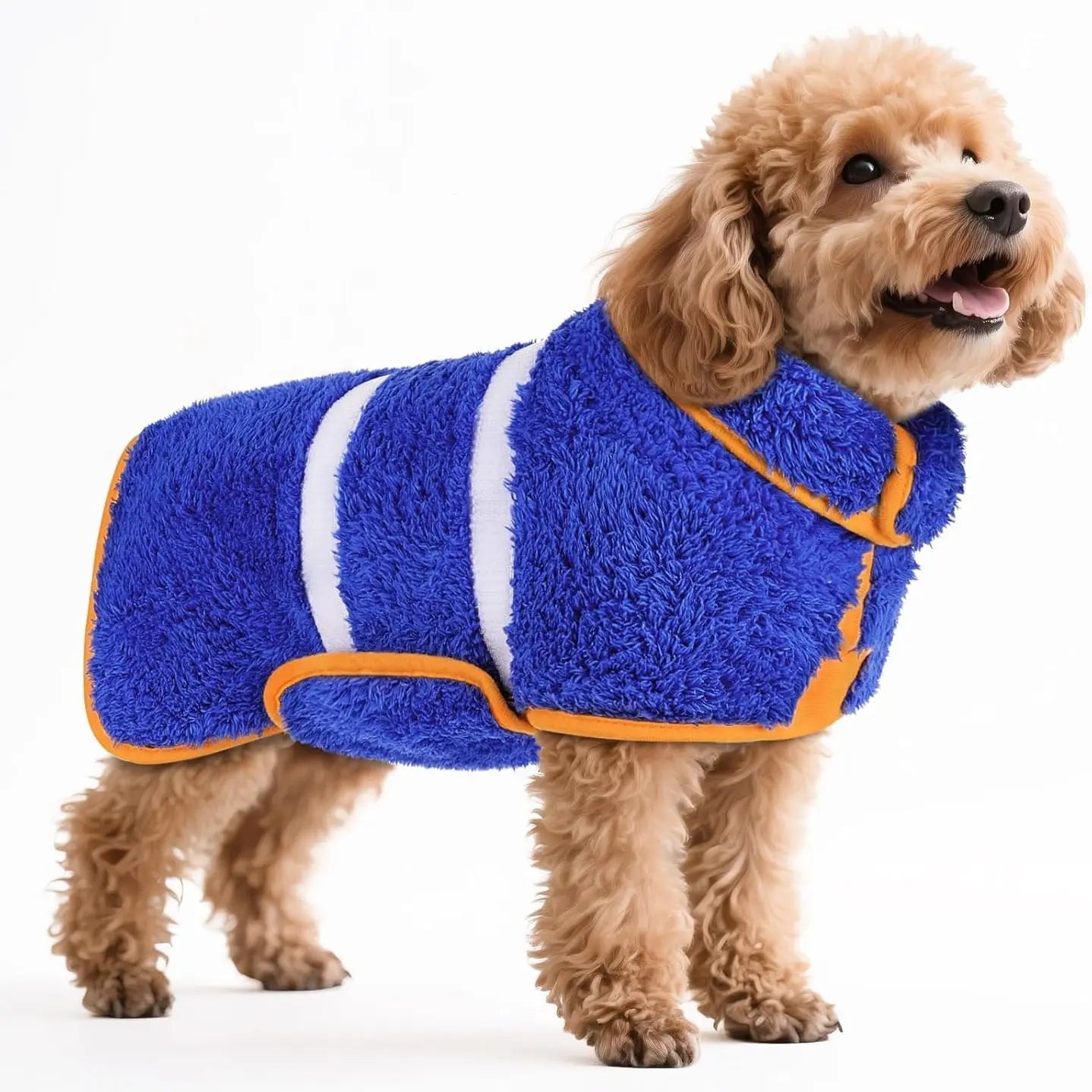 Bienbee Quick-Drying Super Absorbent Dog Bathrobe with Adjustable Velcro Strap - Warm Pet Dressing Gown