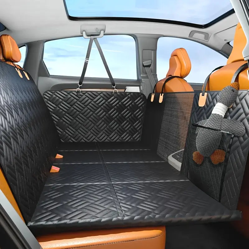Premium Heavy-Duty Waterproof Dog Car Seat Cover with Mesh Window - Scratch-Resistant for Trucks and SUVs, Perfect for Aggressive Chewers, Black