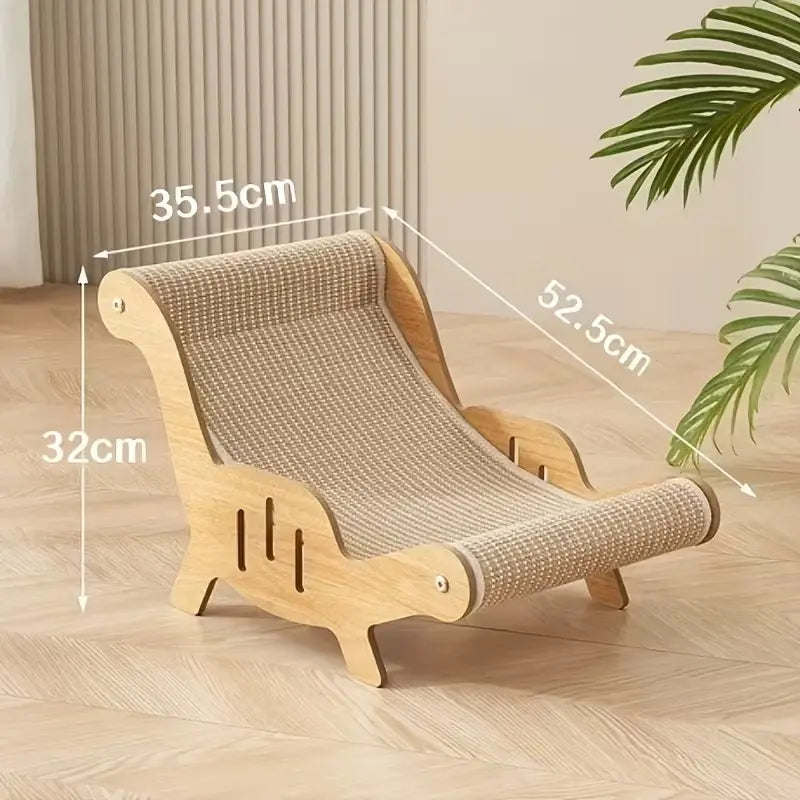 XL 2-In-1 Sisal Cat Scratcher with Hammock and Lounge Chair - Breathable, Durable Cat Bed for Claw Maintenance and Relaxation, All-Season Use