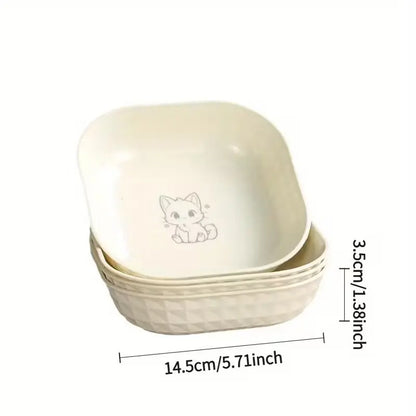 Set of 4 Durable Leak-Proof Cat Bowls - Anti-Fatigue Design for Effortless Cleaning, Ideal for Indoor Cats