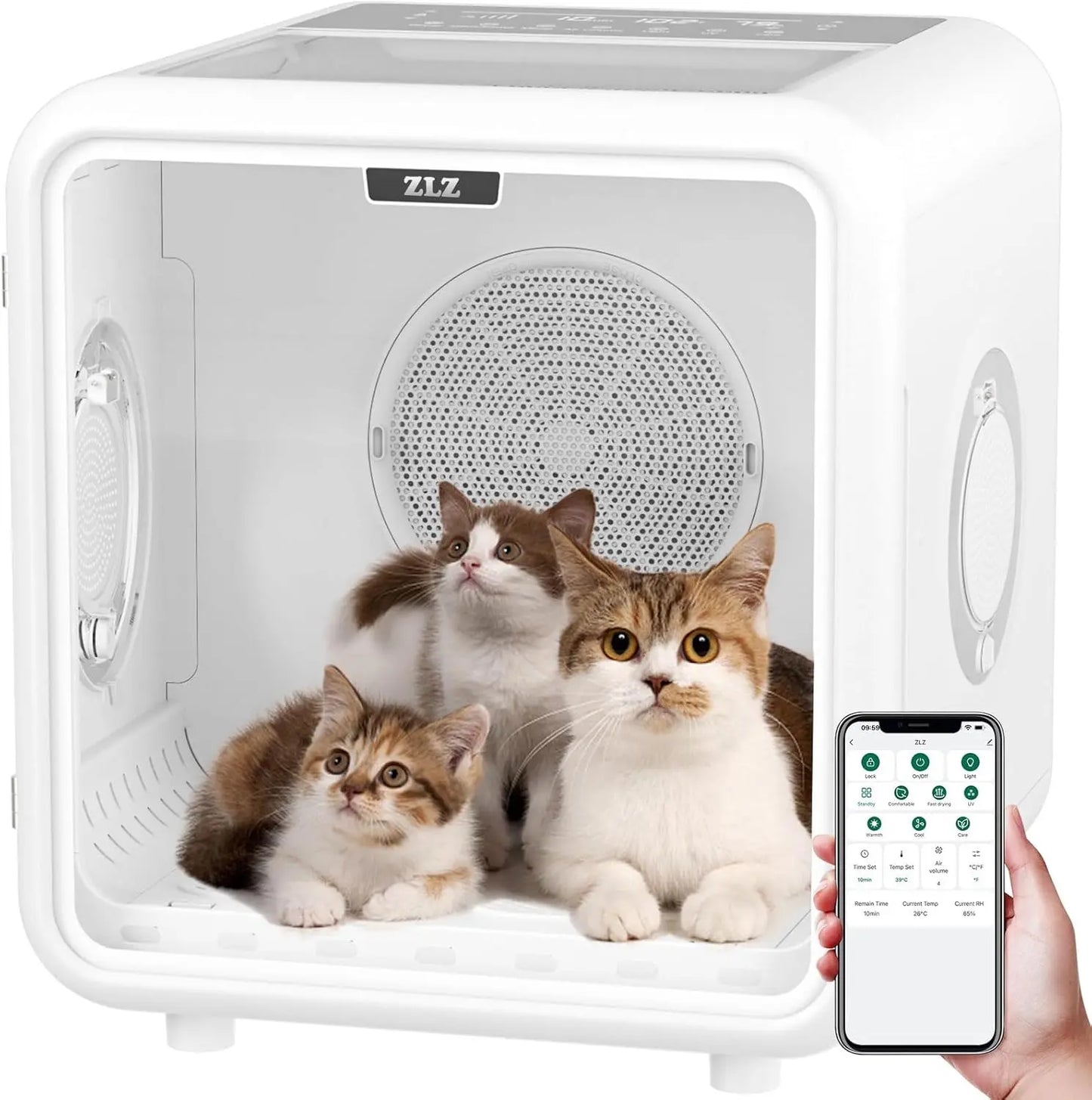 Professional Pet Dryer Box for Cats and Dogs – 72L Ultra-Quiet Hair Drying Machine with Adjustable Temperature and Airflow Function – Portable Solution for Home Bathing