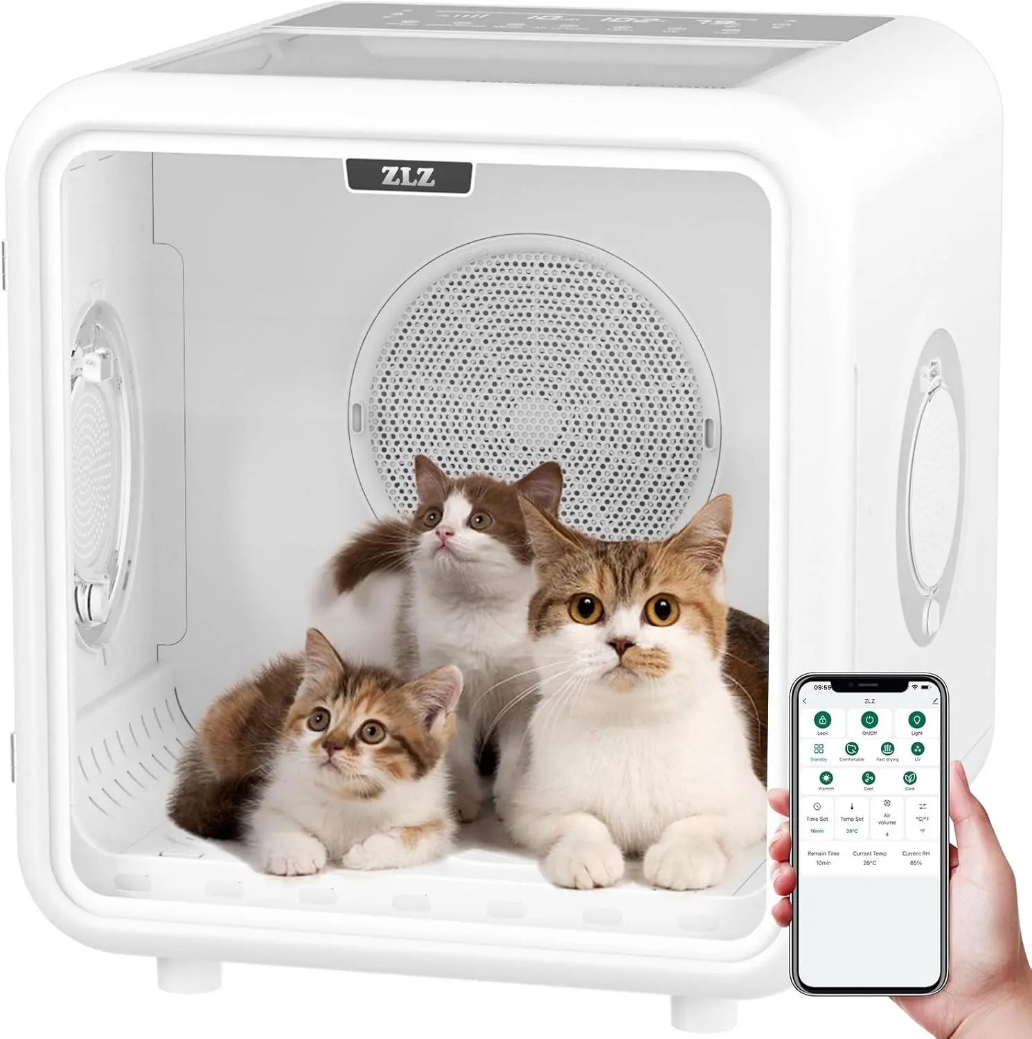 Professional Pet Dryer Box for Cats and Dogs – 72L Ultra-Quiet Hair Drying Machine with Adjustable Temperature and Airflow Function – Portable Solution for Home Bathing