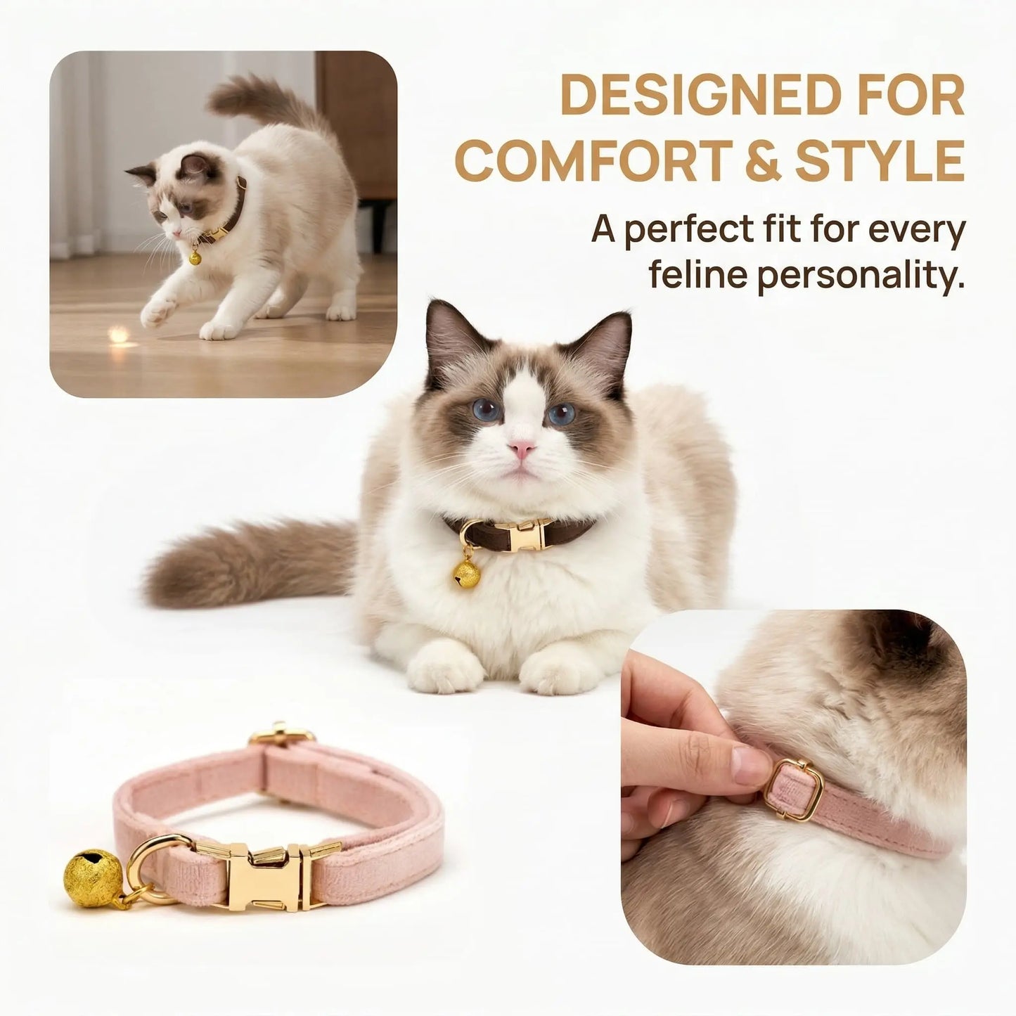 Premium Plush Cat Bell Collar - Comfortable and Stylish Neckband for Everyday Use and Playtime