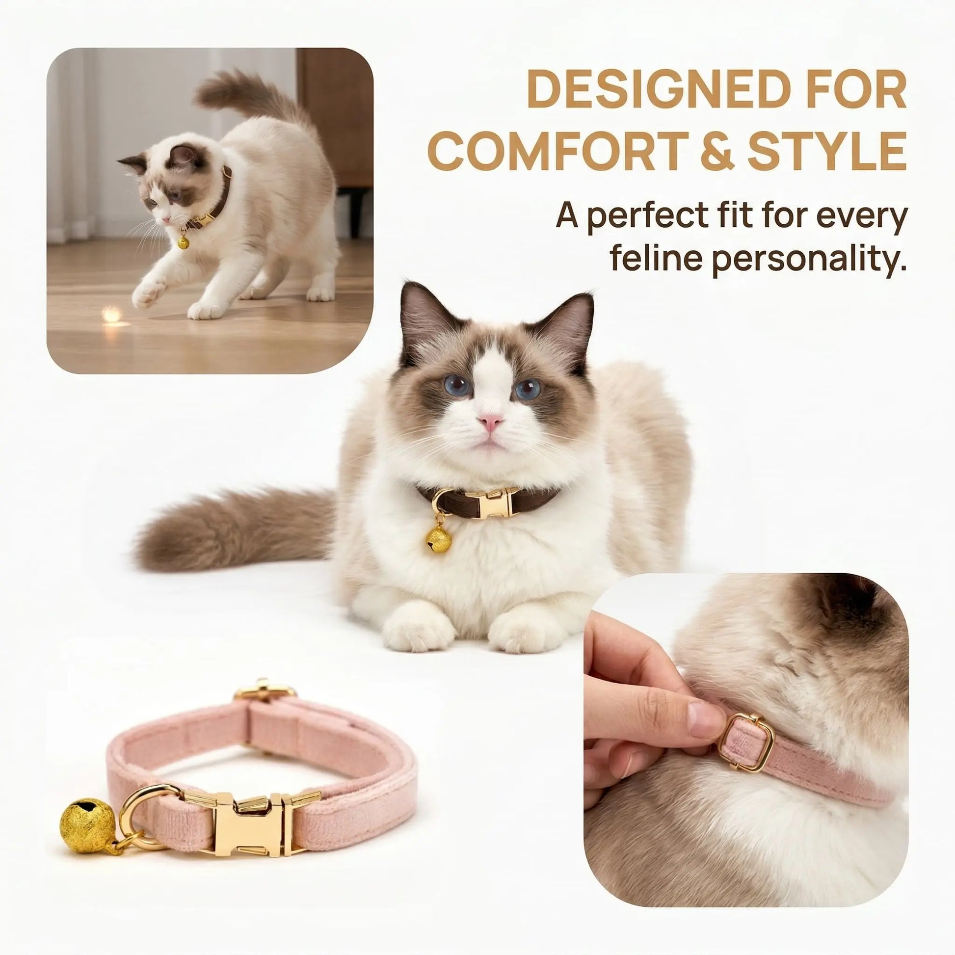 Premium Plush Cat Bell Collar - Comfortable and Stylish Neckband for Everyday Use and Playtime