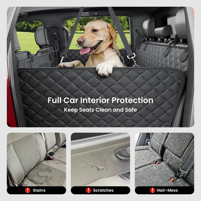 REEVAA Premium Heavy-Duty Waterproof Dog Seat Cover with Back Seat Extender, Cushioned Sponge, Mesh Window, Universal Fit for Crew Cab Trucks and SUVs, Black