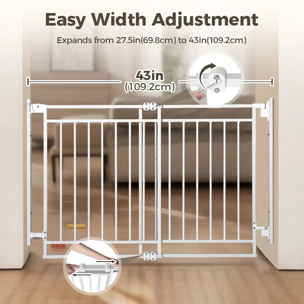 PAWGIANT 29" Extra Tall Wall-Mounted Cat Gate with Adjustable Cat Door and Self-Closing Walk-Through, Suitable for Openings 27.5-43", Perfect for Homes with Infants, Toddlers, and Pets