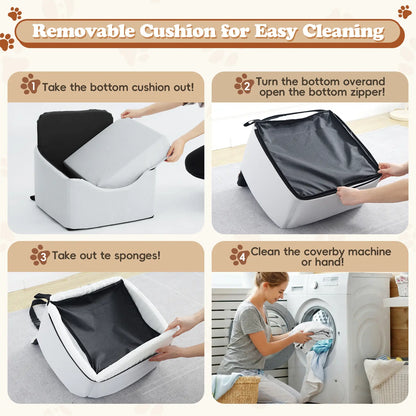 VALUXE Dog Car Booster Seat - All-Season Enclosed Design with Seat Belt Straps, Non-Slip & Waterproof Pet Travel Seat