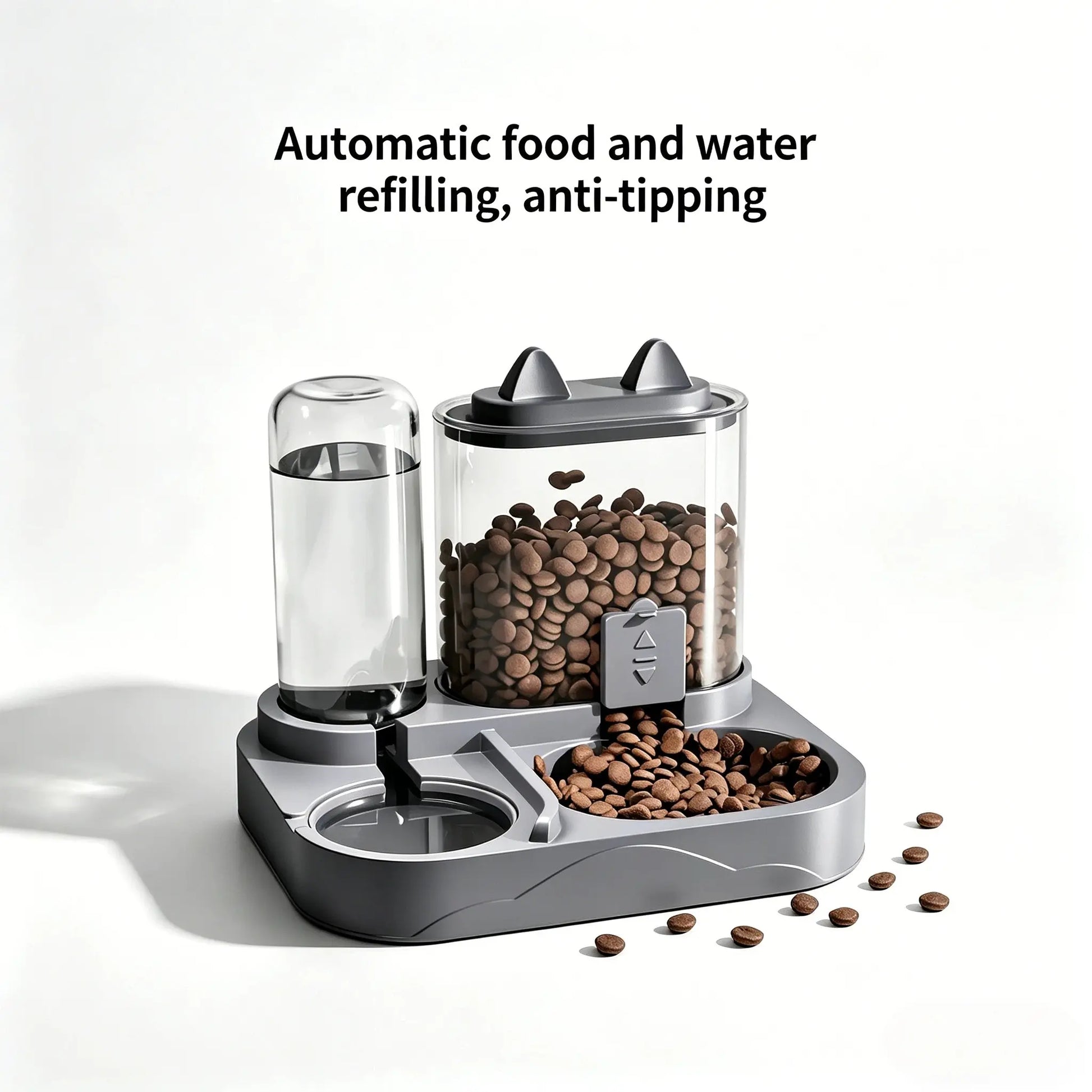 Automatic 2-in-1 Cat Feeder and Water Dispenser with Gravity Feed System, BPA-Free, Dry and Wet Separation, Perfect for Indoor Cats and Dogs, Travel-Friendly Design