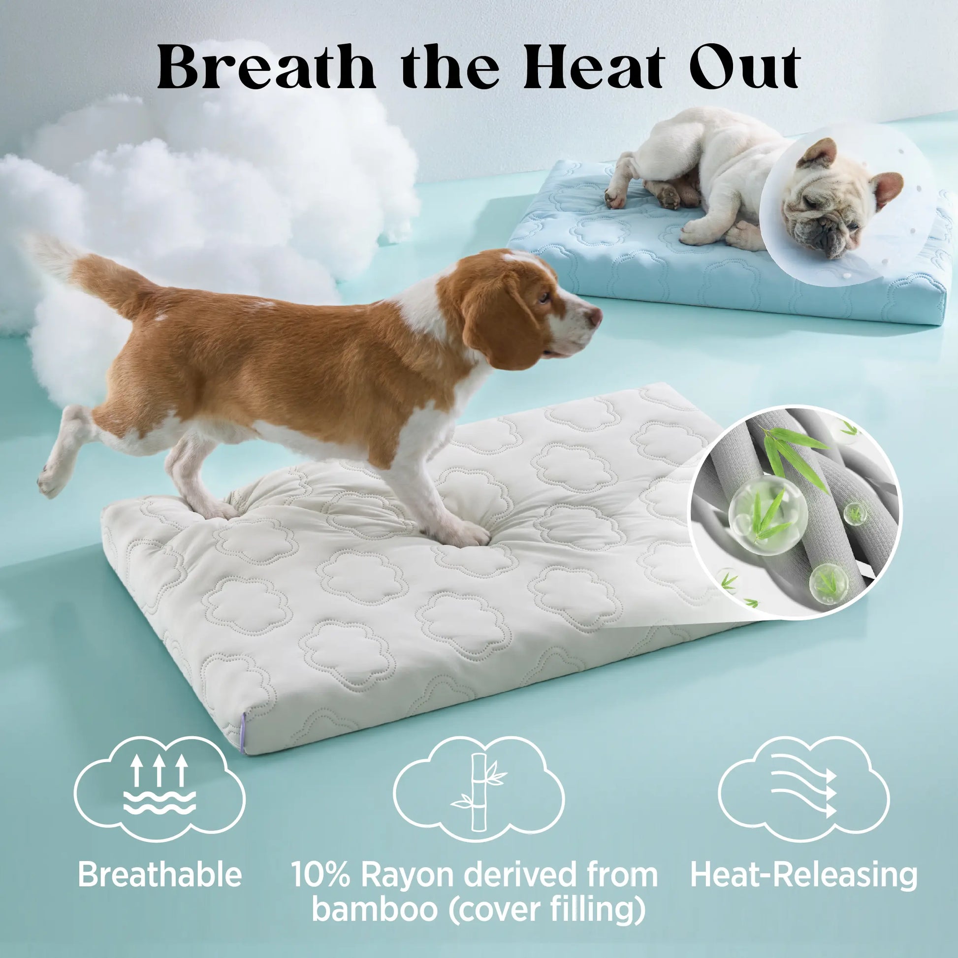 Lesure Orthopedic Cooling Dog Mat with Washable Cover, Q-Max > 0.5, Egg Crate Foam Non-Slip Design for Extra Large Dogs