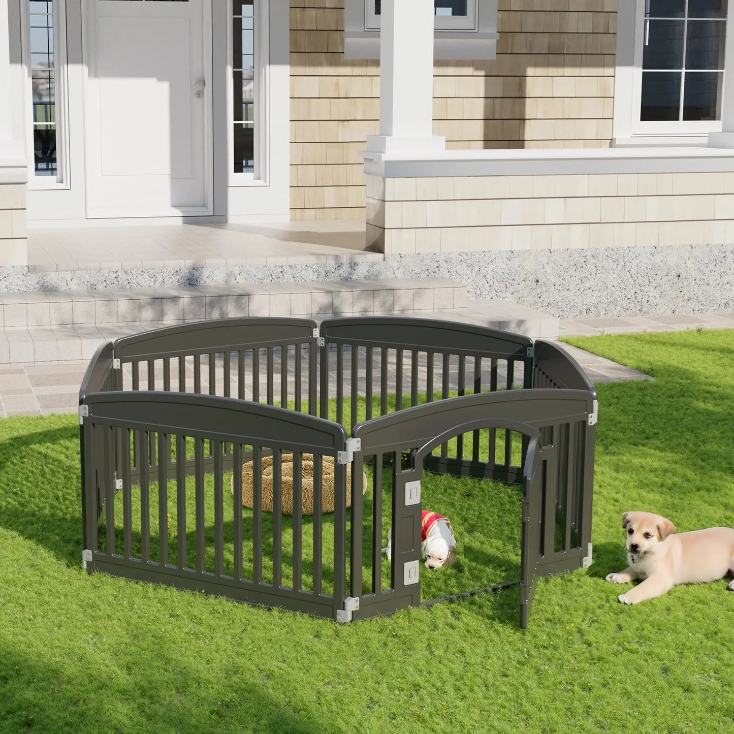 Expandable 6-Panel Durable Plastic Dog Playpen - 24-Inch Portable Pet Fence for Medium Dogs, Suitable for Indoor and Outdoor Use