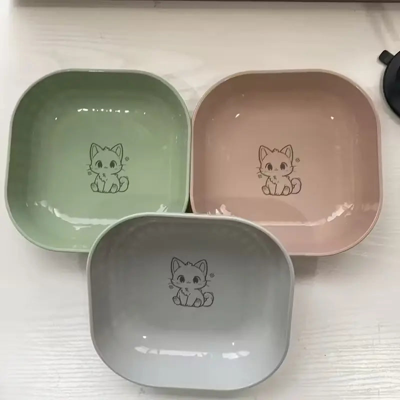 Set of 4 Durable Leak-Proof Cat Bowls - Anti-Fatigue Design for Effortless Cleaning, Ideal for Indoor Cats